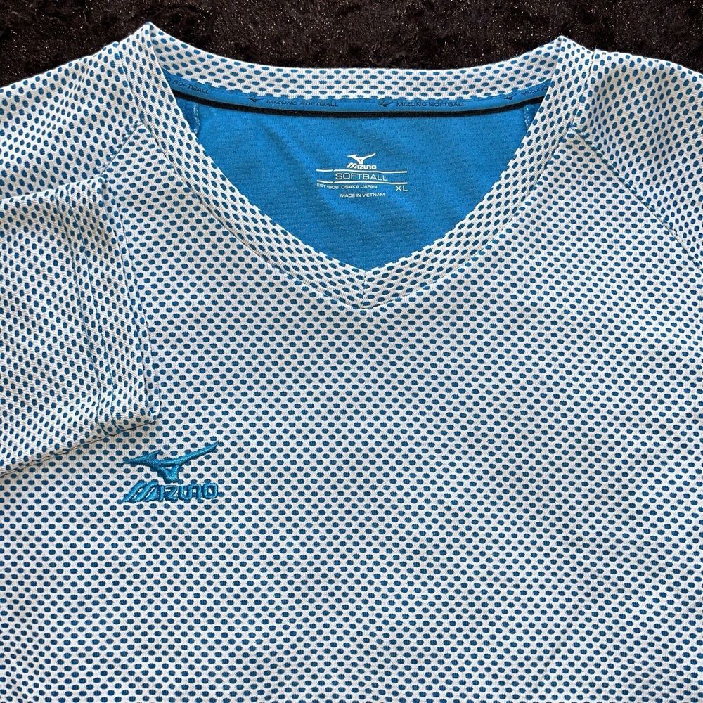 Mizuno Softball Blue Polka Dot Long Sleeve Shirt Womens XL‎